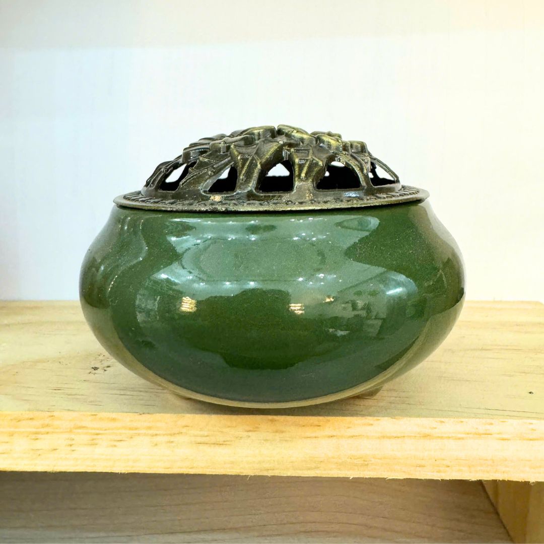 Brass-Lid Incense Burner for Agarwood